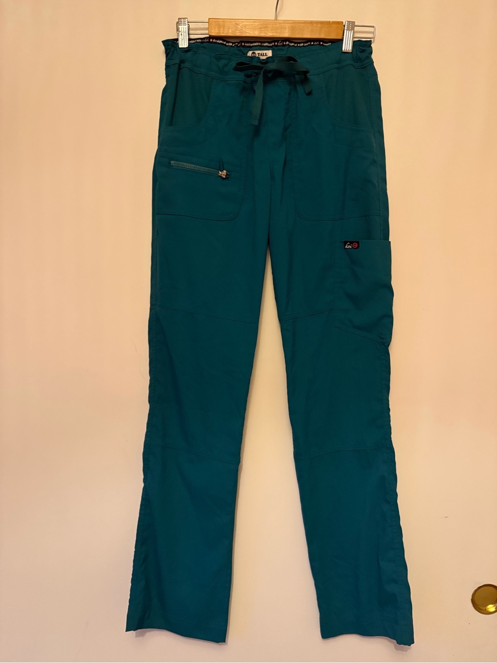 koi Teal Drawstring Cargo Scrub Pants